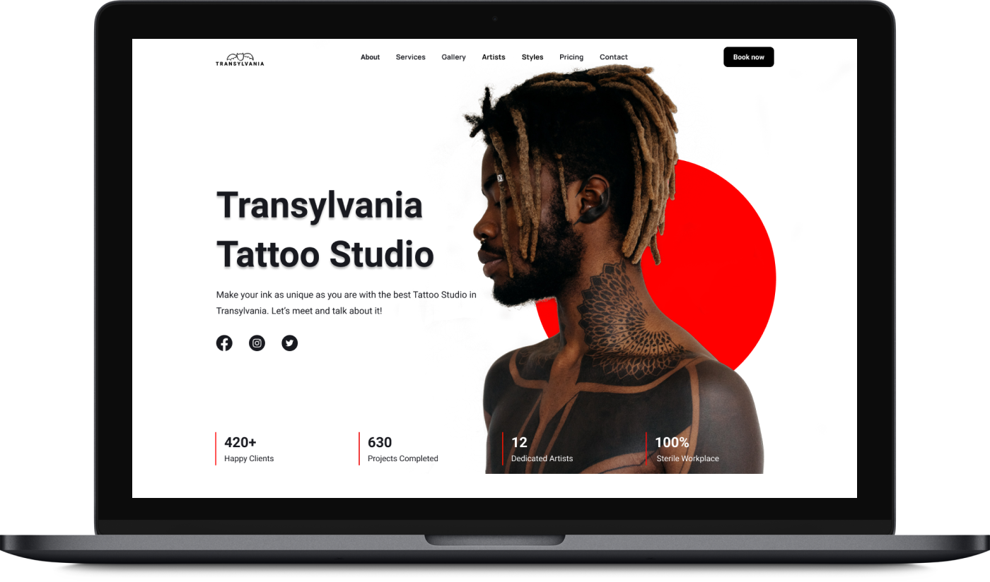 Image Transylvania Tattoo Studio Website Project.